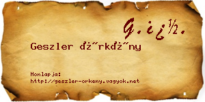 Geszler Örkény névjegykártya